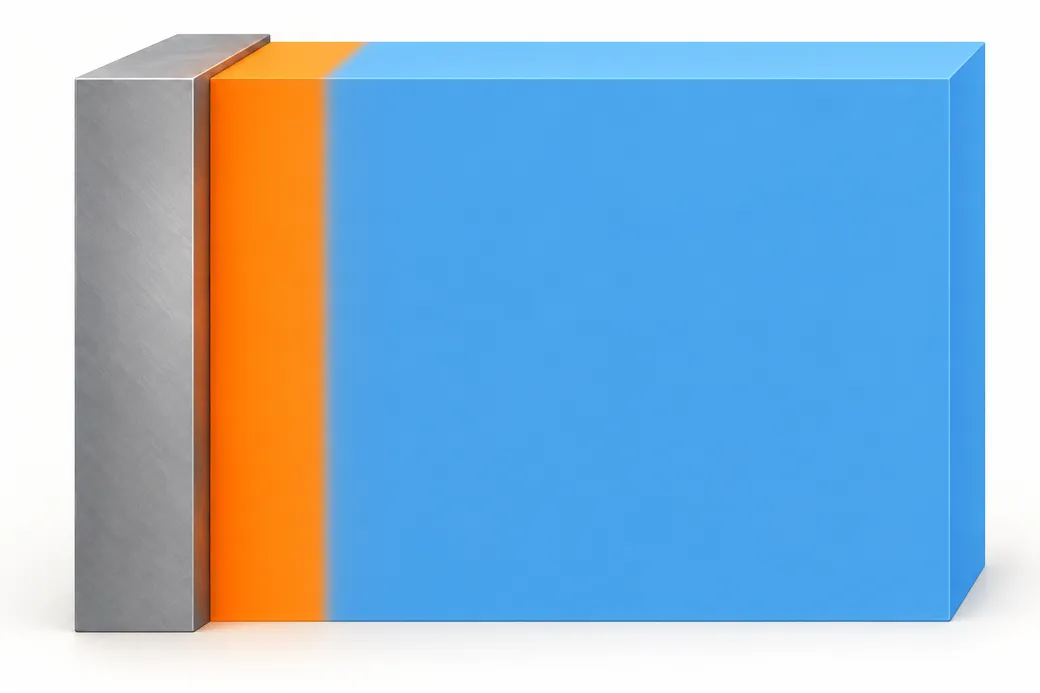 Conceptual heated wall,near-wall fluid layer andbulk fluid without a measured temperature scale